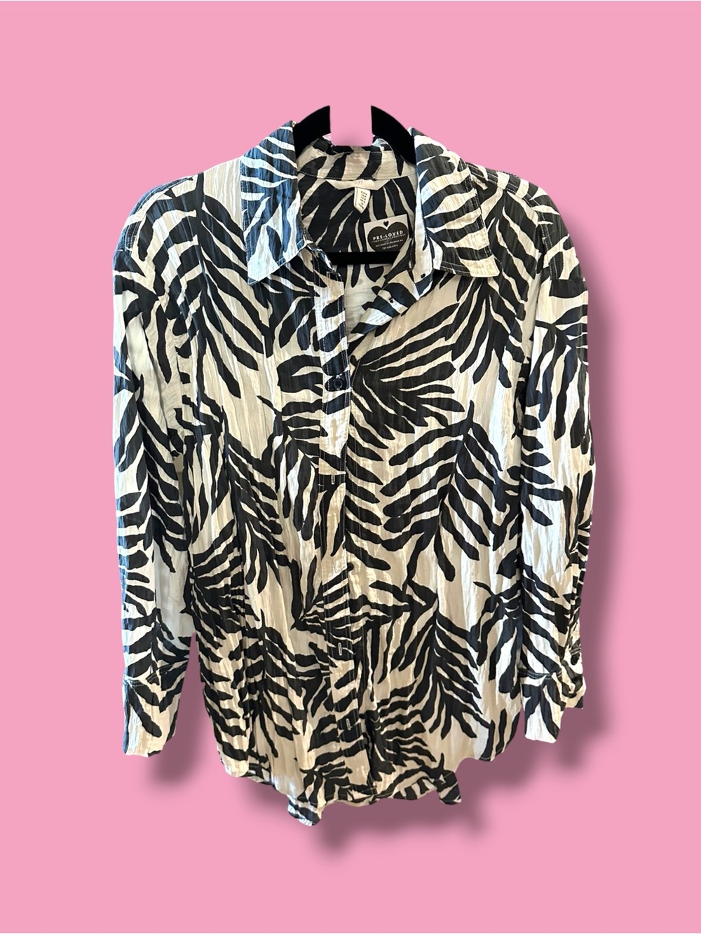 H&M Zebra-Print Button-Down Shirt - Black & White